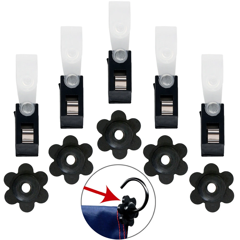 Резиновые фиксаторы для флага 5/10/20 пар набор антиветряных черных с клипсами