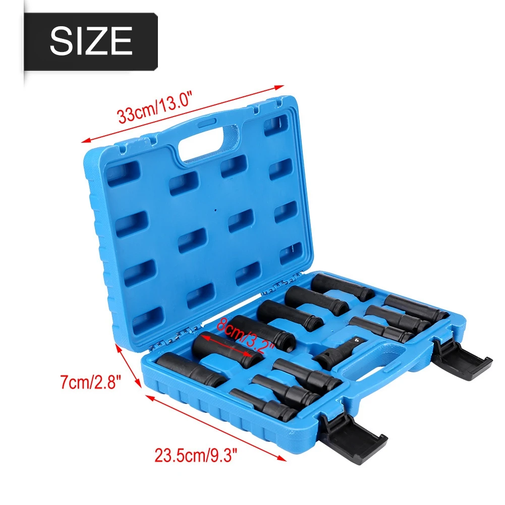 13Pcs 8-24mm 1/2in Drive Allen Hex Key Bit Socket Extension Rod Lengthened Set | Инструменты