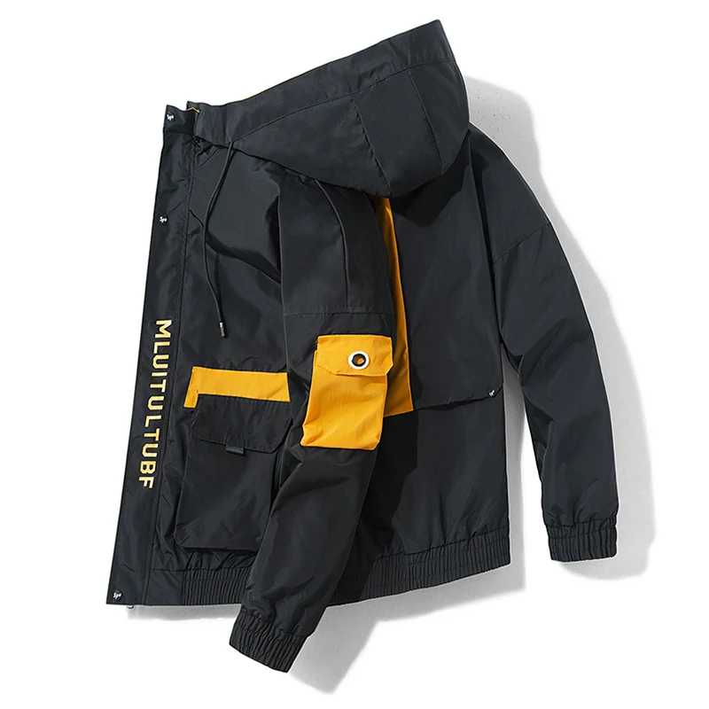 Куртка мужская уличная в стиле хип-хоп Бомбер пиджак-карго с множеством карманов