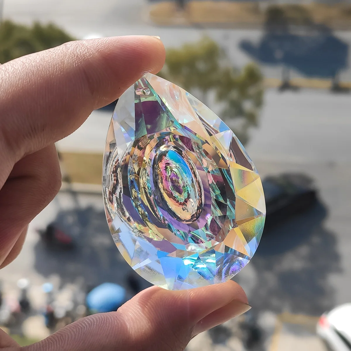 

Hanging 62mm Crystal Prism Suncatcher for Windows Decoration AB-Color Chandelier Parts DIY Home Wedding Decor Accessories