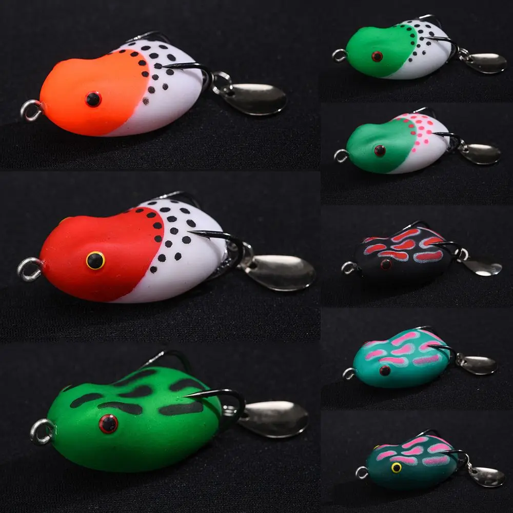 

Soft Resin Silcone Breathable Holes Various Colors Frog Fishing Lure Artificial Bait Double Hooks Removable Sequins