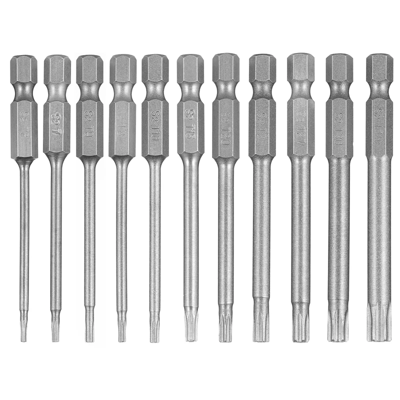

11pcs New Set Hollow Bit Hexagonal Handle Plum Blossom Bit with Hole Sand Blast Bit Combination S2 100mm