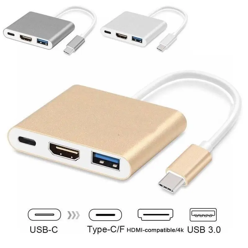 

Кабель-переходник 3 в 1 с USB на HDMI, 4K, в алюминиевом корпусе