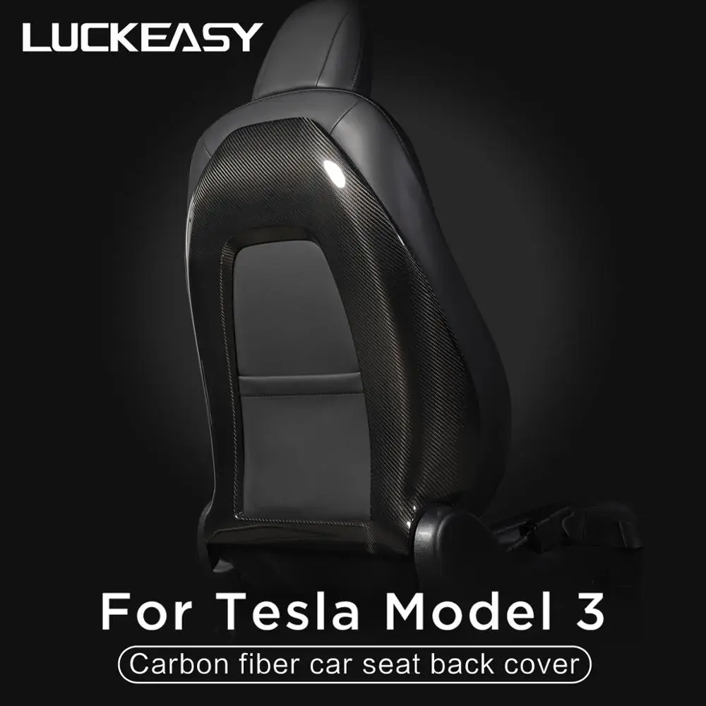 LUCKEASY настоящий углерод волокно спинки сиденья для Tesla модель 3 2017 2020