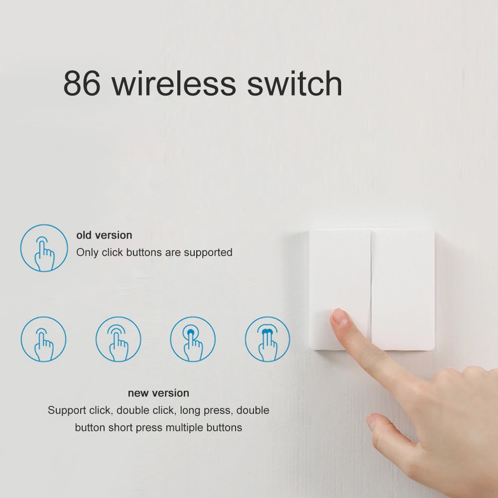Double Key Xiaomi Aqara, умный переключатель, светильник, Wifi, пульт дистанционного управления, беспроводной ключ, настенный, умный переключатель, работает с приложением Mijia Mihome, Aqara, умный переключатель - Цвет: Double Key