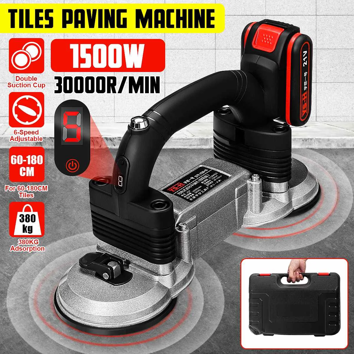 1500W Tiling Tiles Machine Tiles Vibrator Suction Cup Adjustable Protable Automatic Floor Vibrator Leveling Tool With Battery