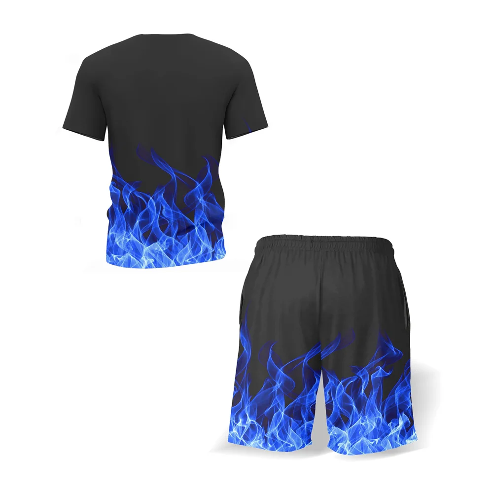 

Men's Suit Summer New Men's Short-sleeved T-shirt Sports Two-piece Suit Wild Trend Handsome Casual Five-point Shorts Male Sets