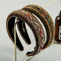 new arrived rhinestone headband baroque colorful crystal diamond luxury handmade hairband elegant women hair accessories