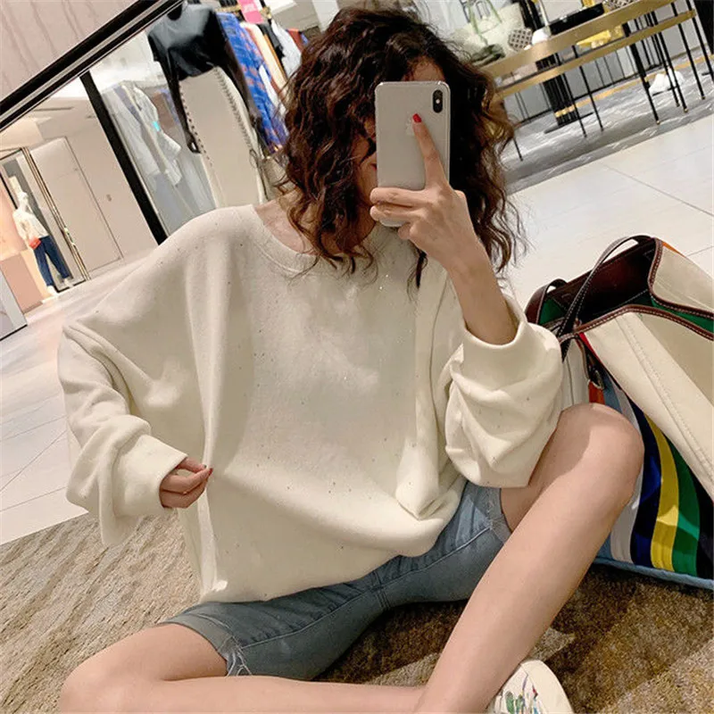 Женская Блестящая футболка блестки в виде пайеток пуловер новинка осень-зима 2019