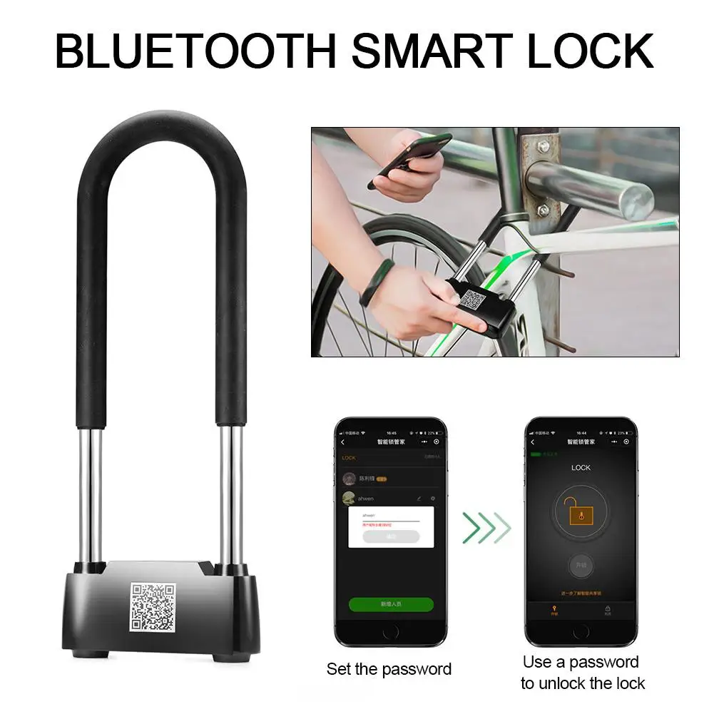 Bluetooth Smart U-lock Anti-theft Glass Door Fingerprint APP Lock For Motorcycle Electric Car Bicycle Office | Автомобили и