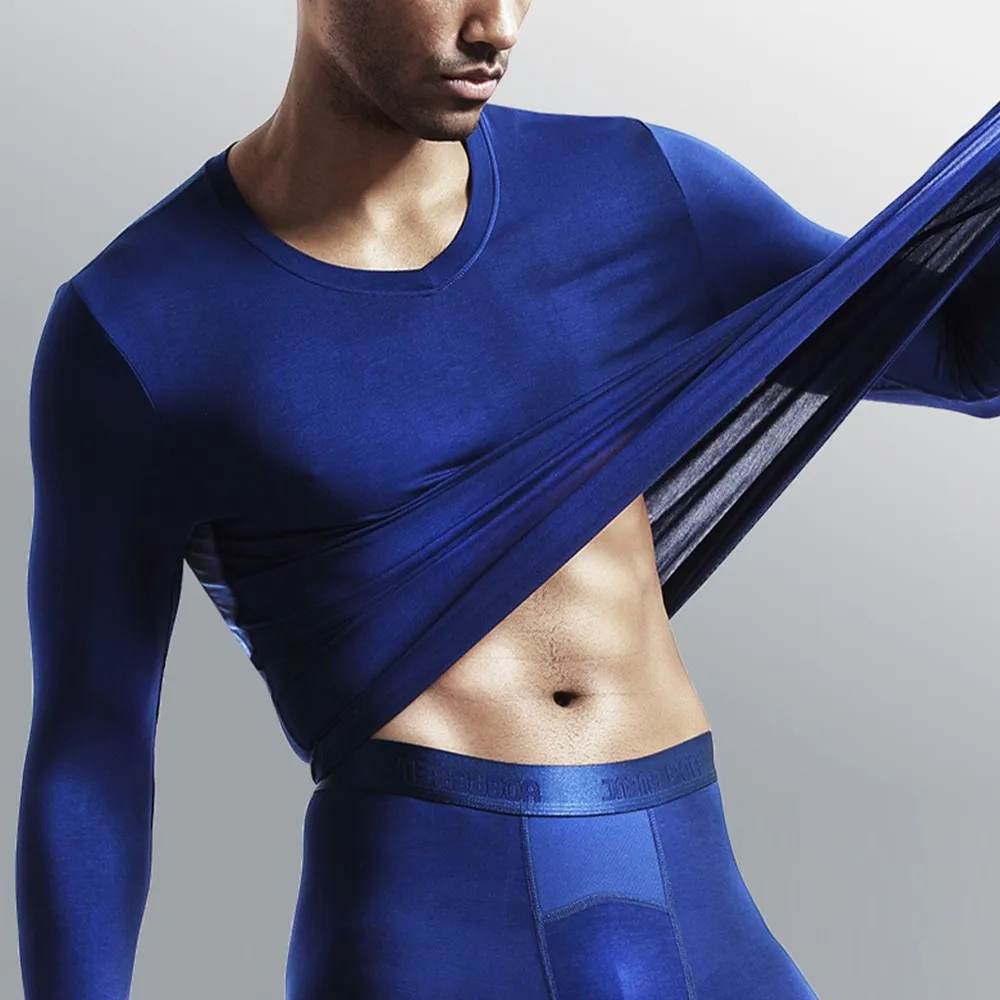 

Autumn Thermal Modal Underwear Men Seamless Blouse Warm Tops Basic T-shirt Male Pullover Warm Clothes hight Elastic Tops 2021