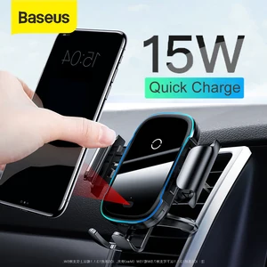 baseus 15w qi car wireless charger car phone vehicle holder electric holder wireless quick charger for iphone x xs 8 samsung s9 free global shipping