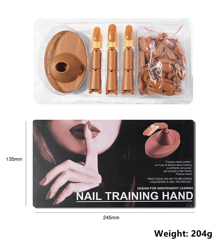 1 Набор Pratice Finger Display(3 шт Fingernail + 100 наконечников) для акриловых наконечников ногтей