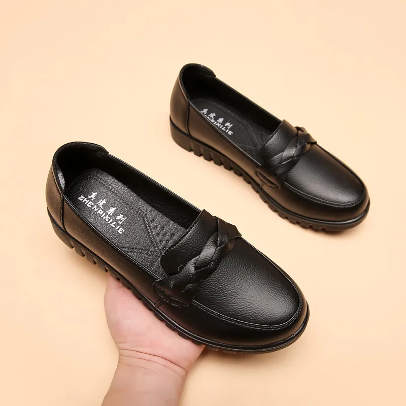 2021 New All-match Soft-soled Casual Women's Shoes Cowhide Single Shoes Flat Non-slip Mother Shoes Women's Leather Shoes