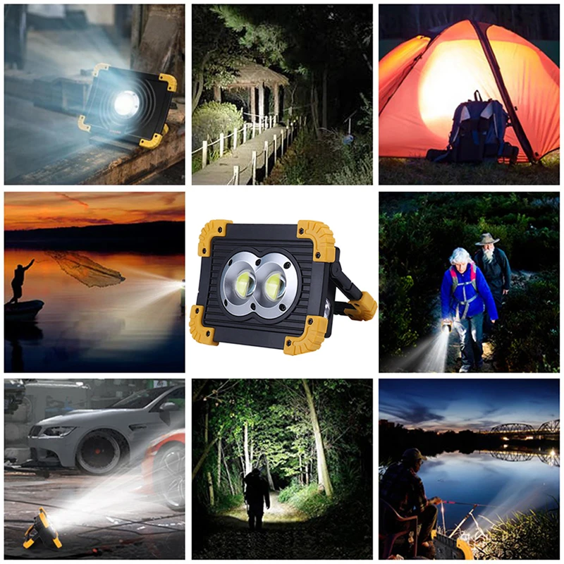 

100W COB Work Lamp Lantern Waterproof 4-Mode Emergency Portable Spotlight Rechargeable Floodlight for Camping Light