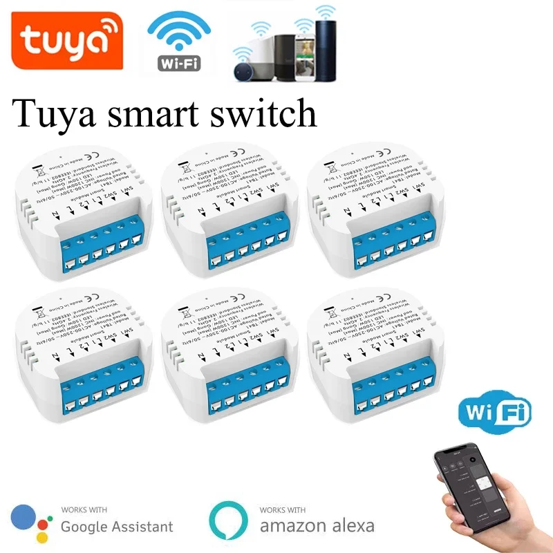 

Tuya WiFi Smart Switch Light Switch Module Neutral Wire+fire Wire Wireless Remote Control Smart Home Work With Alexa Google Home