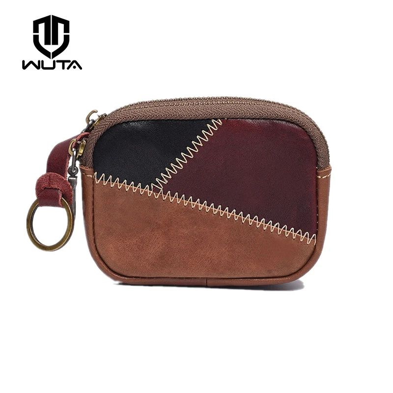 WUTA женский мини милый кошелек для монет с брелком растительного дубления кожа