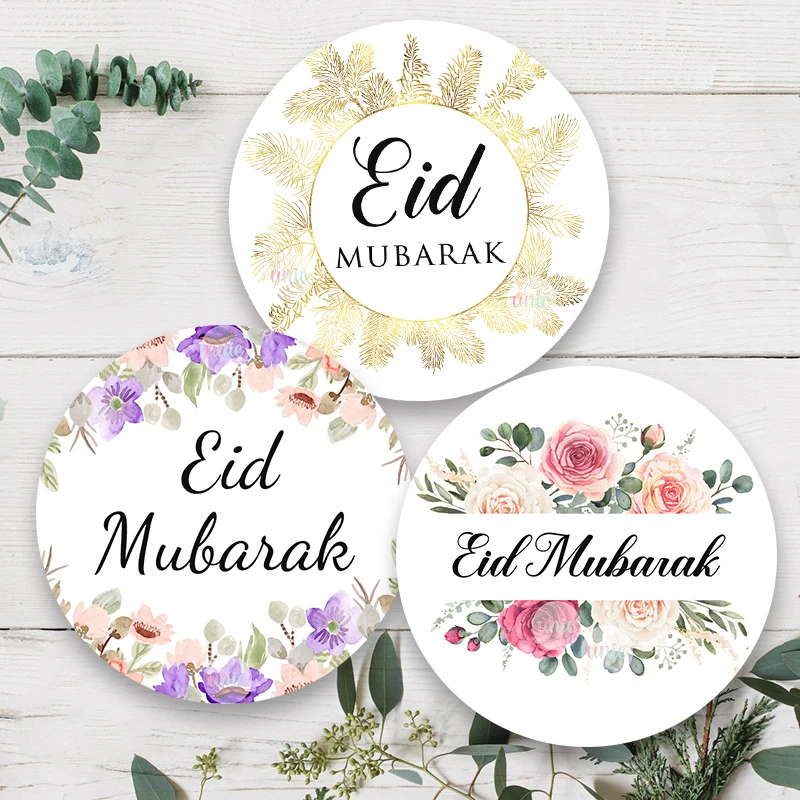 

Lable Decoration Eid Mubarak Floral Paper Sticker Gift Lable Seal Sticker Islamic Muslim Eid Al-fitr Celebration Party Supplies