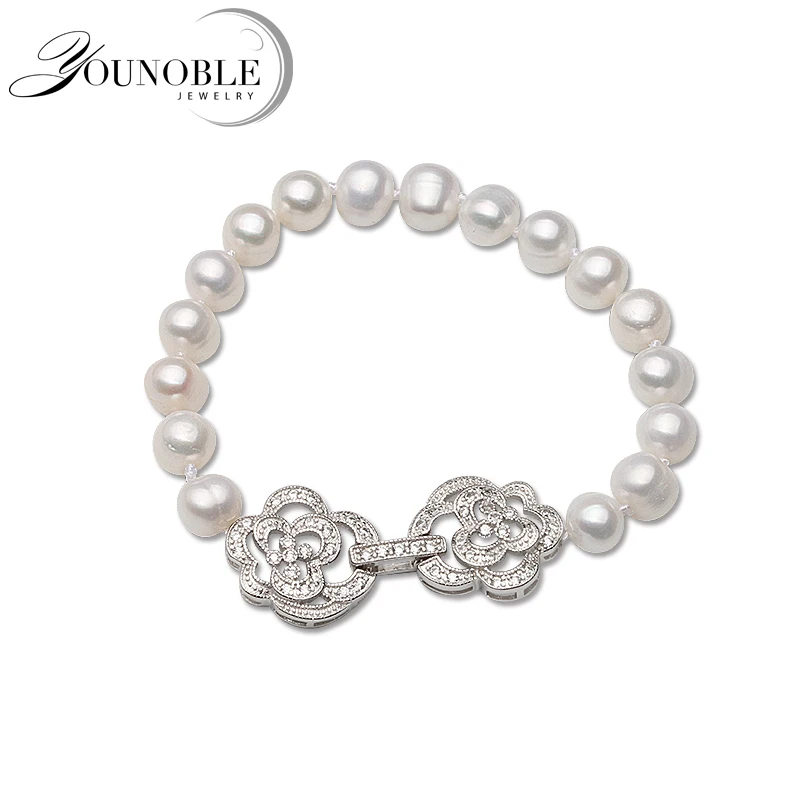 Купи Wedding Real Pearl bracelet, White Natural Freshwater Pearl bracelets For Women Jewelry Gift за 638 рублей в магазине AliExpress