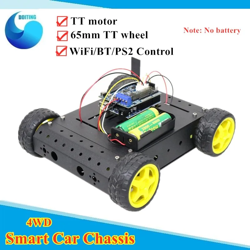 WiFi/Bluetooth/Handle Control C400 RC 4wd Smart Car Chassis with R3 Board+2/4 Road Motor Driver Board for Arduino DIY Robot