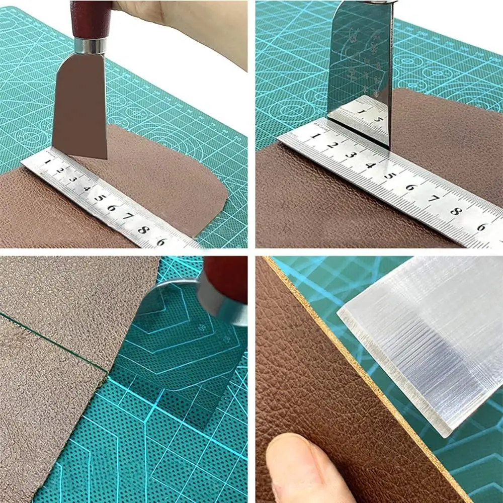 Нож для работы с кожей LMDZ нож резки кожи деревянной ручкой Легкая отделка и