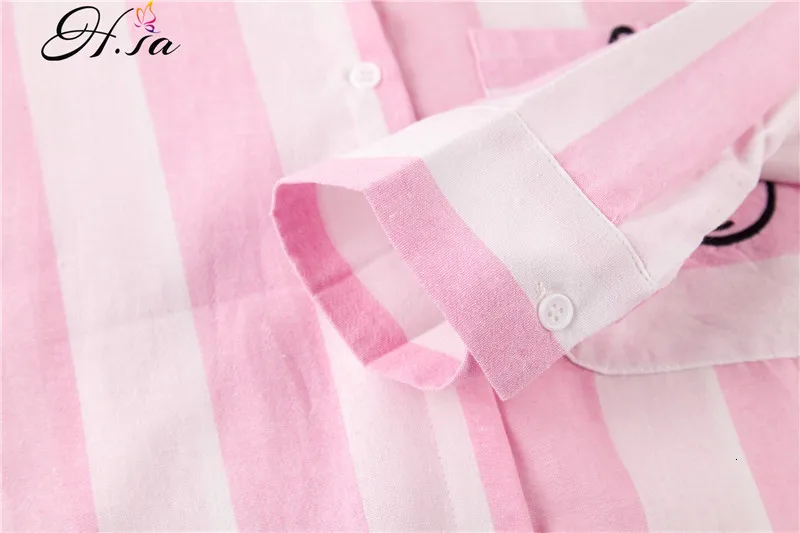 H. SA Blusas Feminina, синяя блузка в полоску с длинным рукавом, женские блузы с вышивкой, свободные, большие размеры, длинная рубашка, топы