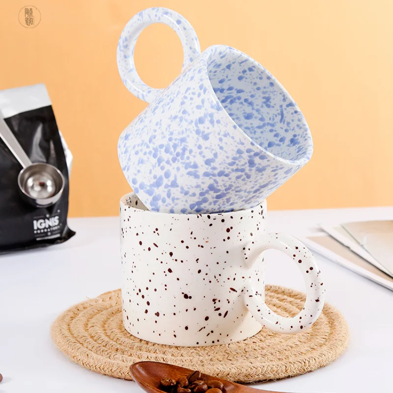 

Ink-splashing Ceramic Mug Creative Big-eared Mug Gift Mug Set Retro Spray Ceramic Coffee Mug Funny Coffee Cups Tea Cup Set