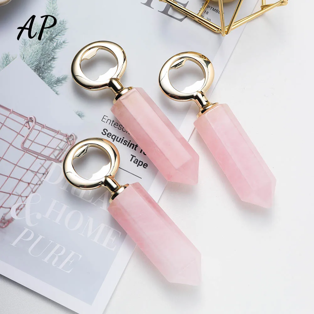 

1 шт. натуральный кристалл, розовый кварц, шестигранная колонна, розовый драгоценный камень, ремесла, открывалка для пивных бутылок, посуда д...