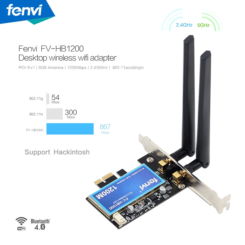 Escritorio doble banda 1200 Мбит/с Bluetooth 4,0 PCI-E адаптер Wifi inalambrico 802.11ac Broadcom Wifi tarjeta de red Inalambrica
