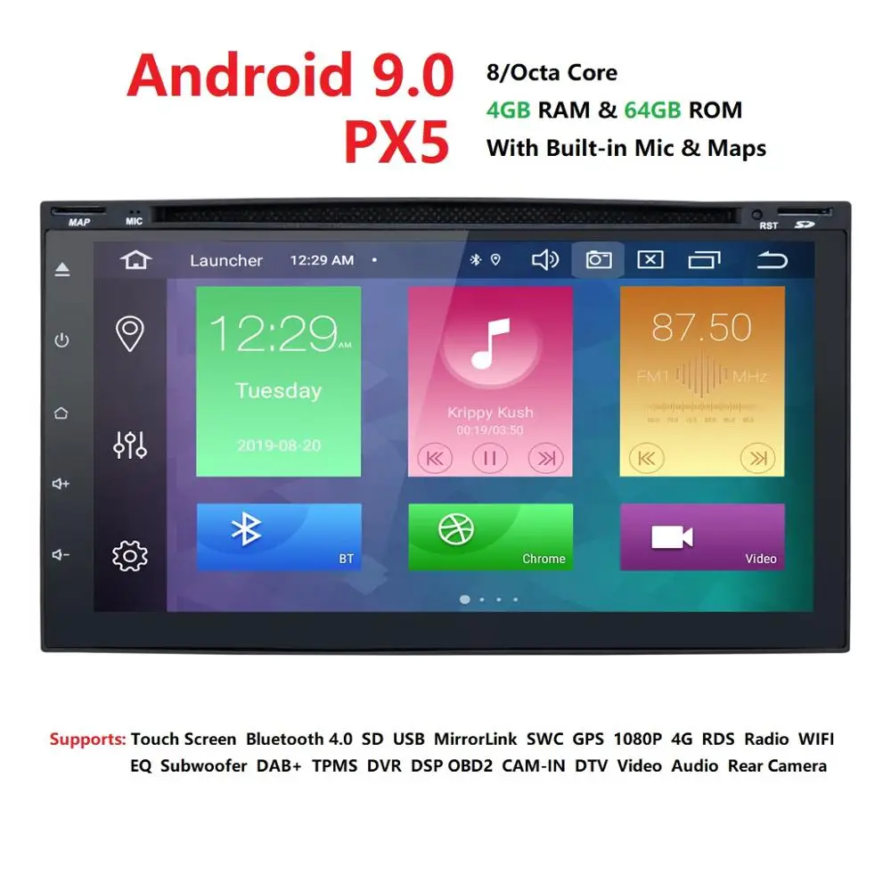 DSP 2Din 7 &quotавтомобильный DVD радио плеер Android 9 0 восьмиядерный Универсальный