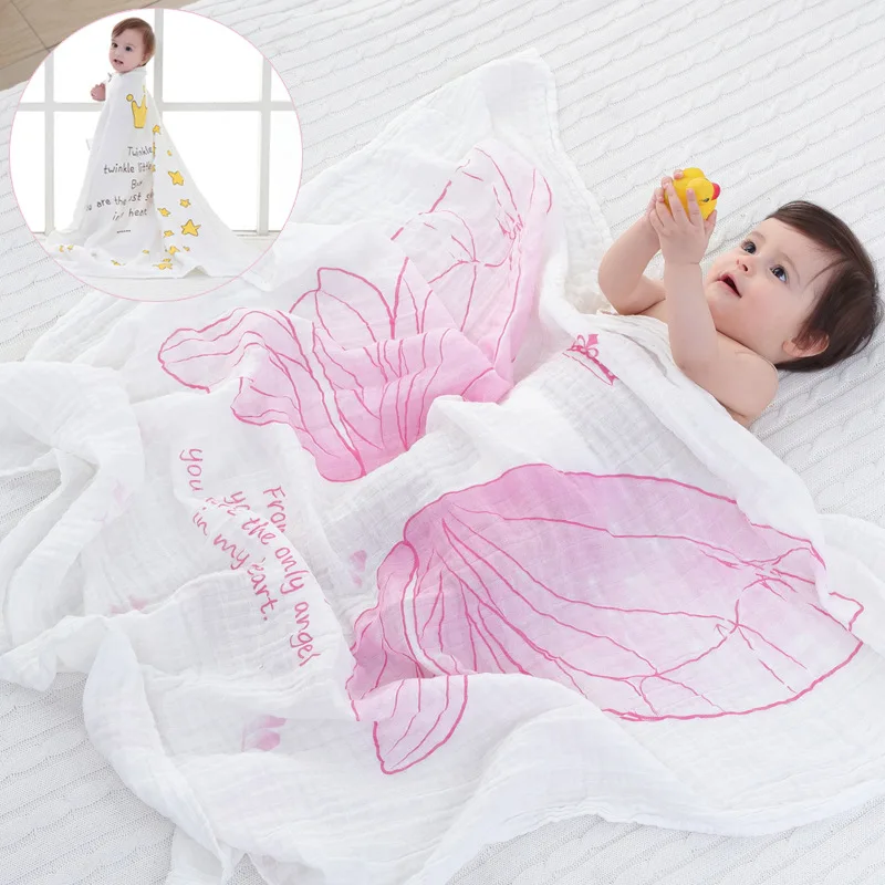 Детские одеяла для новорожденных, Детская Пеленка, хлопковая Гидрофильная ткань, муслин для младенцев, аксессуары для новорожденных, кокон ...