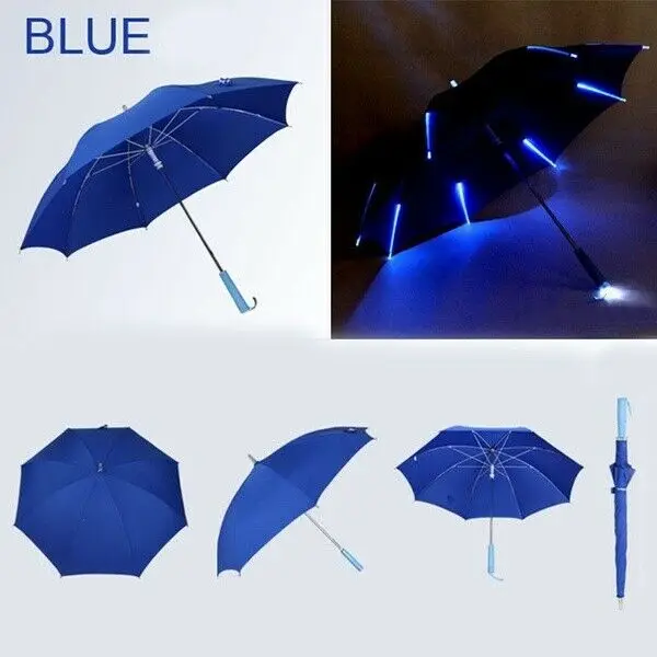 

COOL Transparent Umbrella Colored LED Light Flashlight Night Safety Rainproof