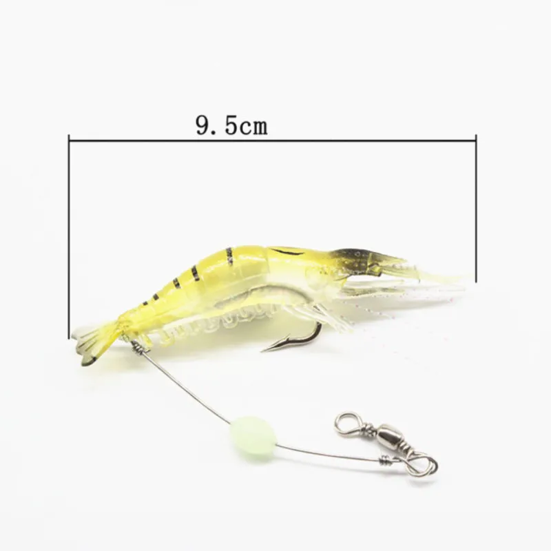 

1PC Hot Sale New 9cm/6g Luminous Bead Shrimp Silicon Soft Artificial Bait With Hooks Swivels Rigs Fishing Tackle Fast Delivery