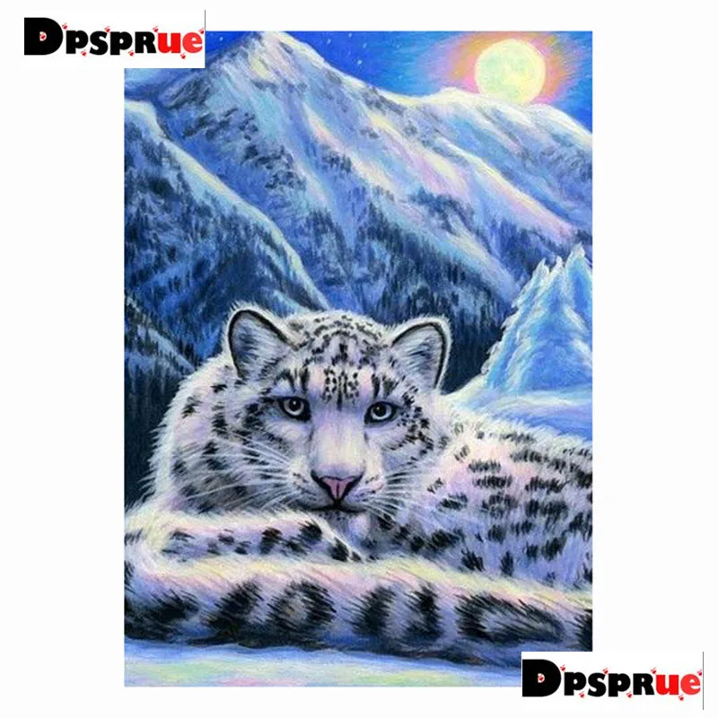 

Набор для алмазной живописи Dpsprue, полноразмерная/круглая 5D Вышивка крестиком, леопардовые животные, мозаика для домашнего декора, подарок