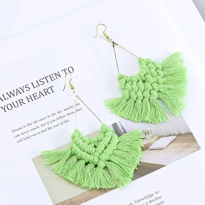 Новые большие плетеные богемные серьги ручной работы роскошные массивные с