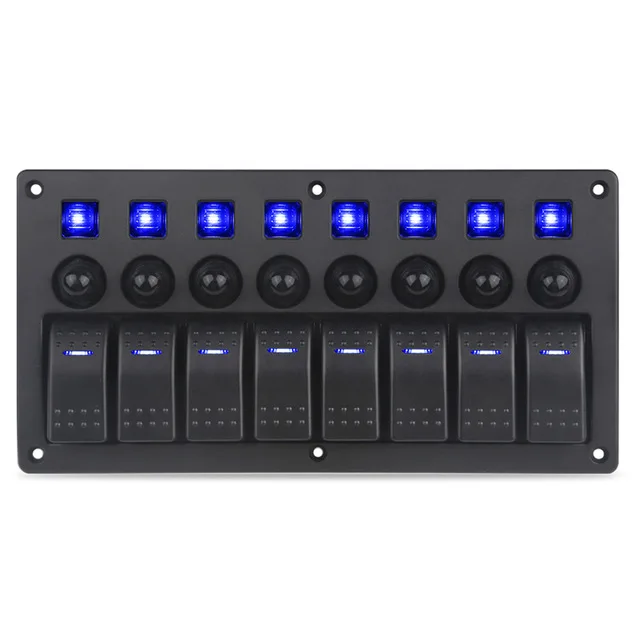 

Waterproof 8 Gang Marine Toggle Switch 12V 24V Circuit Breaker Overload Protection LED Switch Panel ON/OFF For Car Boat Vehicles
