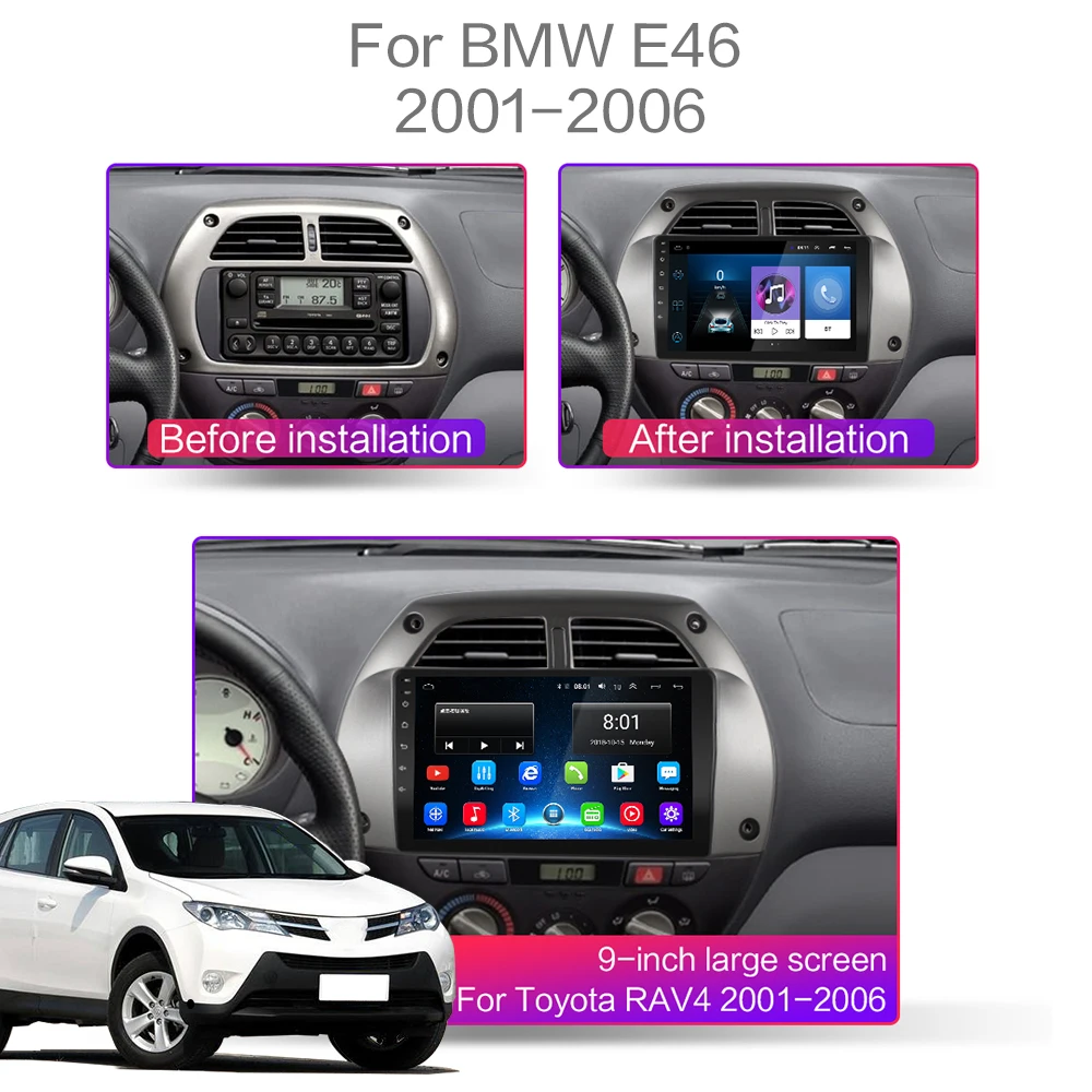 2din android 9 0 для Toyota RAV4 Android 2001 2002 2003 2006 автомобильный радиоприемник мультимедийный