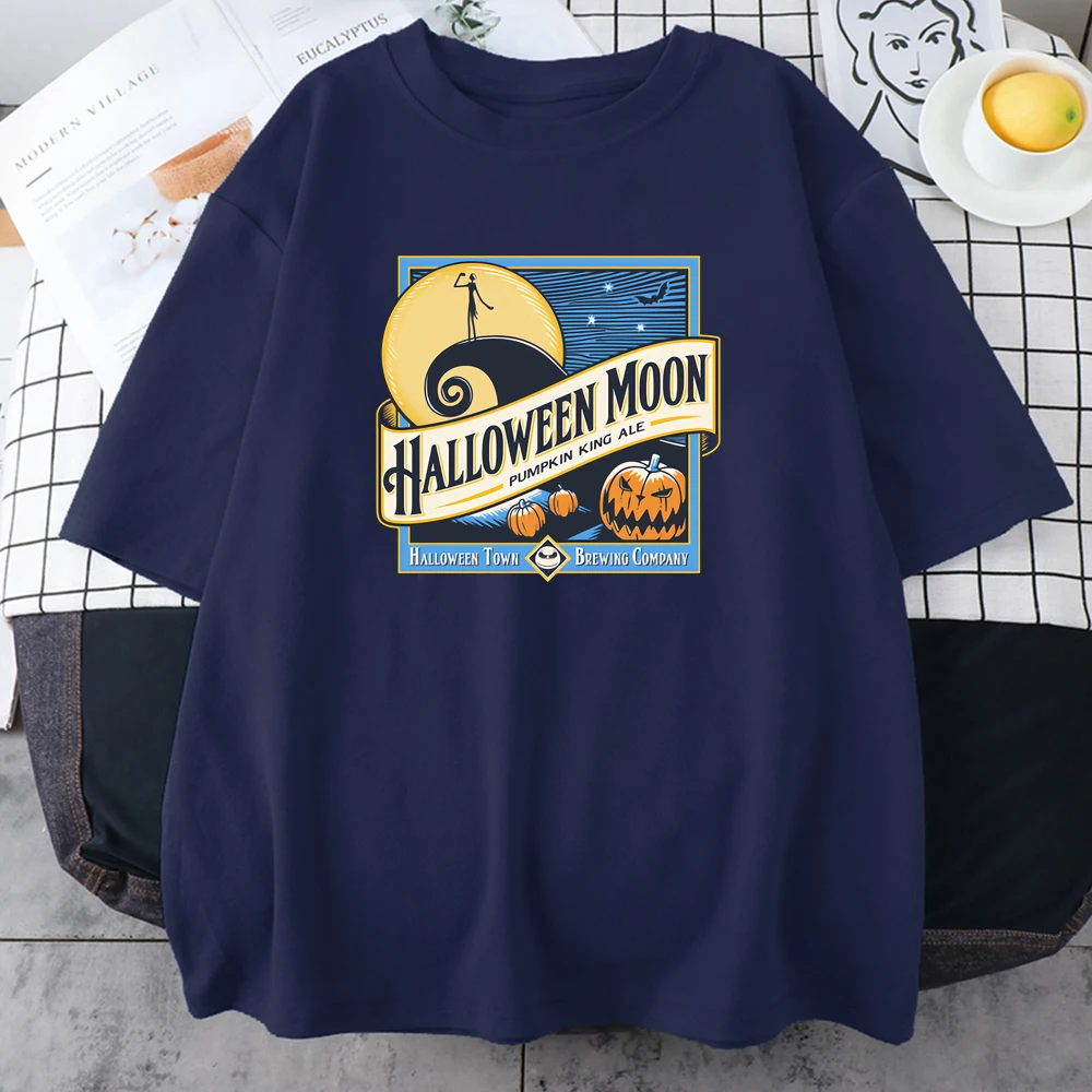 

Selling Halloween Moon Printing Female Tshirts Fashion Summer Clothes Retro Crewneck Tshirt Casual Sports T Shirts Woman