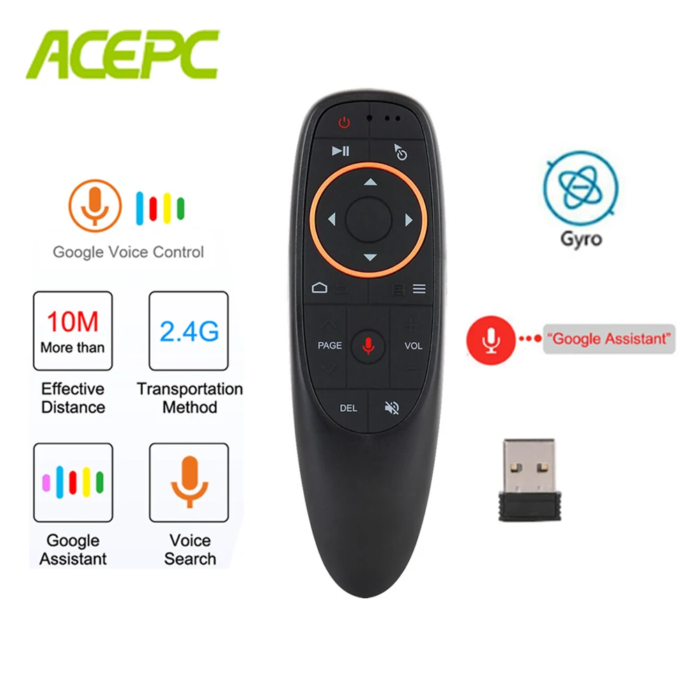 G10 Air mouse Голосовое управление с гироскопом зондирования мини беспроводной смарт-пульт 2,4G USB приемник для Android tv BO XH96 X96
