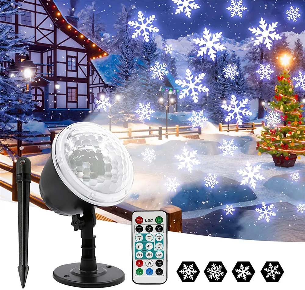 

AC100-240V Moving Snowflake Laser Projector Light Christmas LED Stage Lights For New Year Holiday Party Garden Landscape Lamp