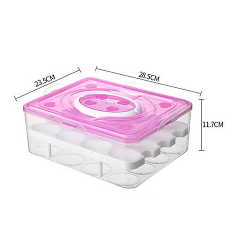 Visible Egg Tray Case with 2 Layers 32 Cells Eggs Storage Box with Lid & Handle Kitchen Organizer for Refrigerator GQ images - 6