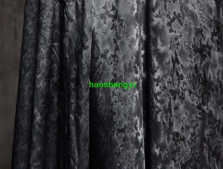 Ткань для одежды жаккардовая с эффектом грязной стирки темным узором рисовая