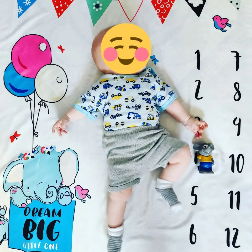 

Cartoon 1m Newborn Photo Baby Monthly Milestone Blanket Background Diaper Growth Mat Backdrop Photography Props Accessories Gift