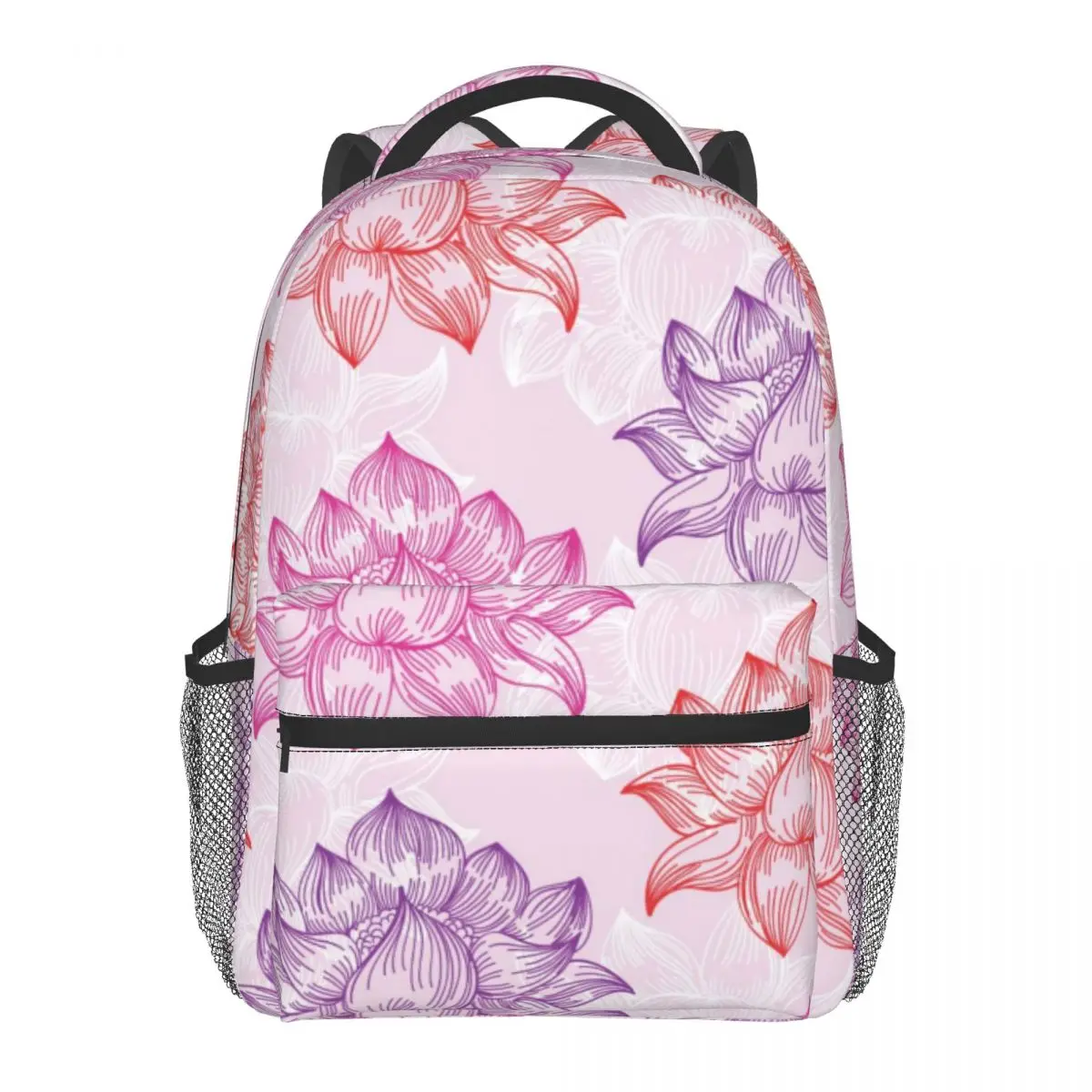 

Pattern With Lotus Flower Backpack School Bags Casual for Teenager Girls Shoulder Bag Travel Bags