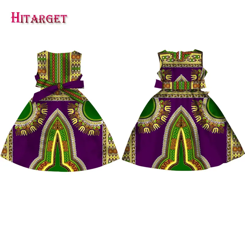 Модные африканские платья для девочек; Vestidos Kanga; одежда с принтом Дашики в африканском стиле; платье трапециевидной формы без рукавов; Java; WYT57 - Цвет: 4