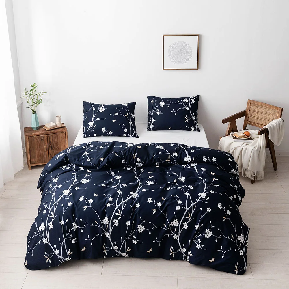 

King Size Bedding Sets US Twin Queen Brushed Printing Bedding Duvet Cover Pillowcase Set 2 3 Pcs Duvet Cover Sets Dark Color