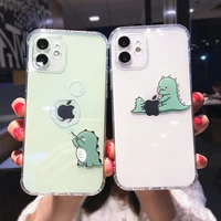 cute cartoon animal dinosaur clear case for iphone 13 11 12 pro max xr x xs 8 7 plus soft tpu shockproof back cover coque etui