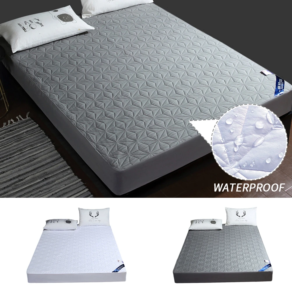Сплошной цвет стеганый тисненый Водонепроницаемый Матрас протектор