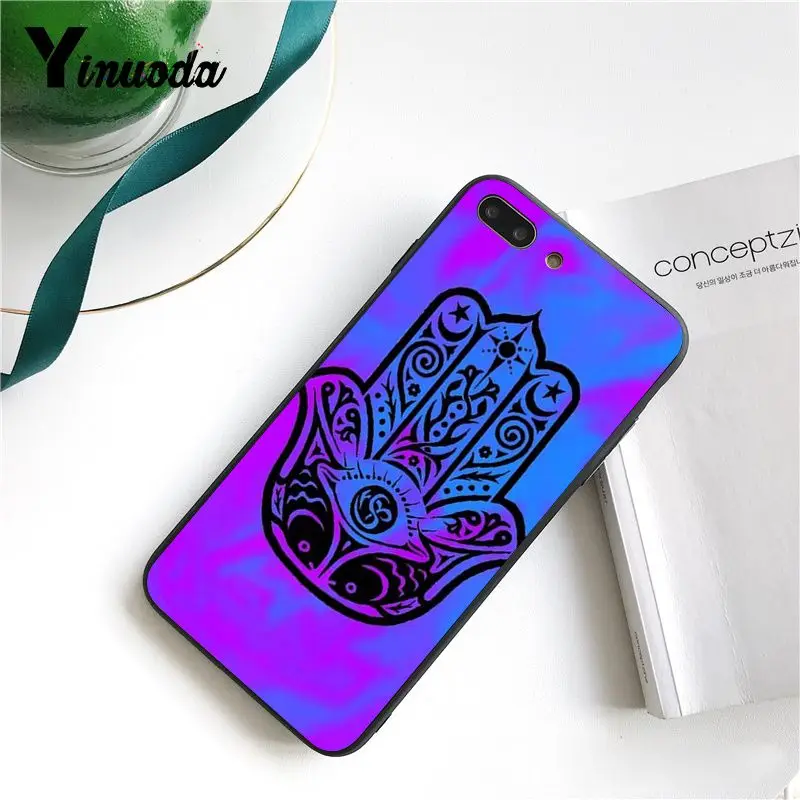 Yinuoda Хамса рука Фатимы ТПУ мягкий силиконовый черный чехол для телефона iPhone 8 7 6S