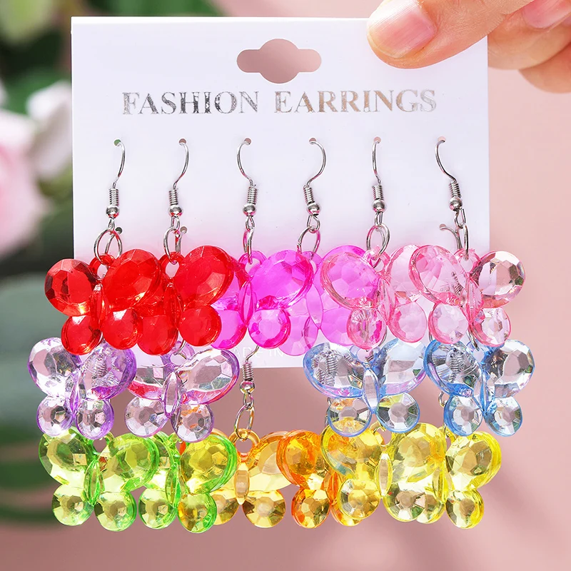 

8 пар, оптовая продажа, модные серьги в виде животных, бабочки, медведя, яркие серьги, новые элегантные серьги для девочек, детские ювелирные ...